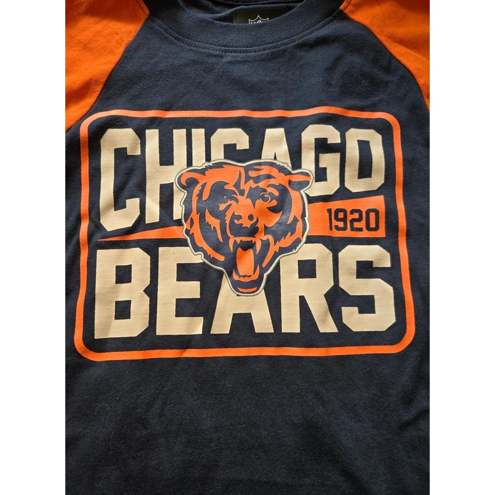 New Era Chicago Bears NFL Team Apparel Long Sleeve‎ Raglan Shirt Navy Orange S - Picture 5 of 11
